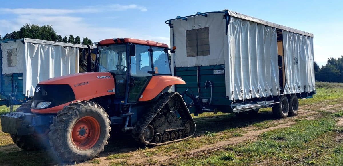 Kubota Tractor with Harvesting Trailer